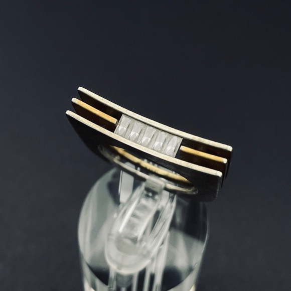 Vintage Sterling Silver Modernist Negative Space Ring Size 7.75 - Picture 4 of 11